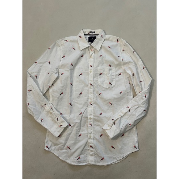 American Eagle Outfitters Other - American Eagle Outfitters Mens Bird Print Button Down Shirt White Size M